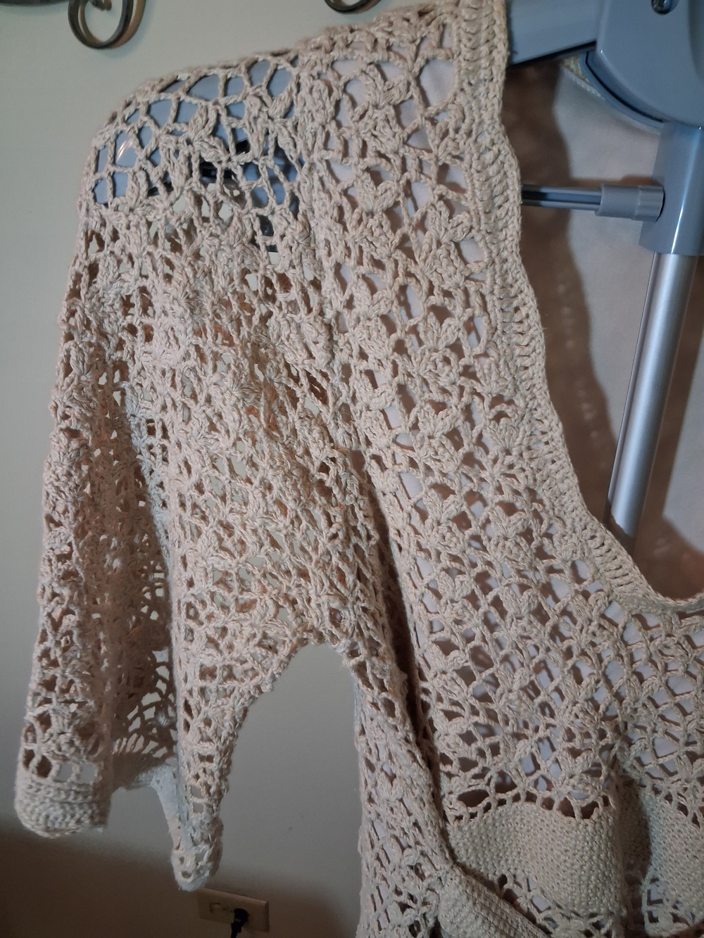 Cami Crochet V-Neck Overlay Dress in Cream - Picture 3 of 13